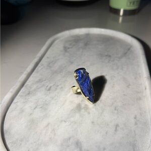 Kendra Scott Gold Ring with Deep Blue Stone (Lapis)
